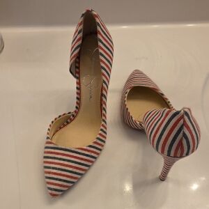 Jessica Simpson Striped High Heel Pumps